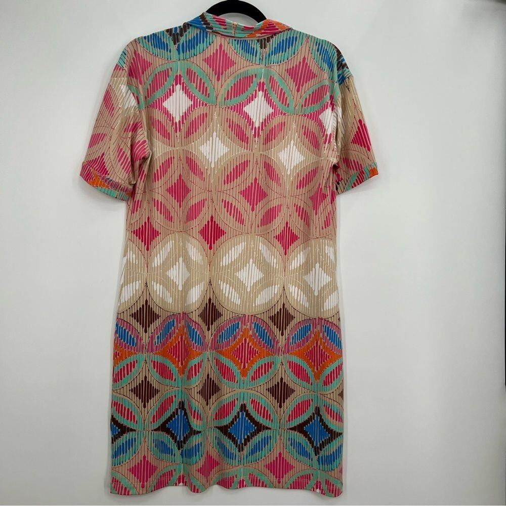 Tori Richard Honolulu Multi Colour Stretch Polo T- Shirt Mini Dress Striped L - Picture 6 of 7
